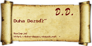 Duha Dezső névjegykártya